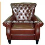 Vintage Leather Hotel Sofa with Armrest and Buttons-HM51016