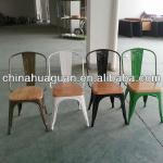 Tolix metal chair with wood seat