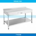 TT-BC323B, Stainless Steel, Single Drawer, 2 Tiers, with Splashback, Working Table