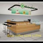 Plywood formica green color food kiosk with spotlights to sale coffee and juice in malls