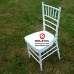 white Chiavari chair with white padded seat