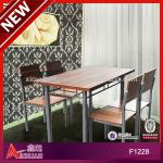 2013 New Style melamine 4 seater bistro set / used restaurant table and chair-F1228