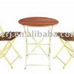 foldable bistro set yellow wooden seat