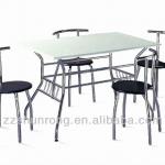 Wood table top and black seat dining table sets (1 square-table+4chairs)