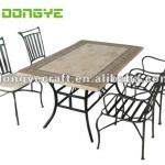 Elegant Outdoor Rectangular Marble Dining Table Set YT680934-YT680934+YB680702+YC000712/YC000713