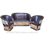 Tooled Leather Loveseat and Chairs Set-