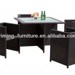 2014 PE Rattan 4 seater Restaurant deep seating table and chairs dining Furniture