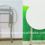 white plastic folding round table