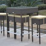 Pack MONET-BL, high table + 4 stools,chocolate rattan