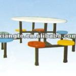 Colorful round canteen tables,school fast food restaurant tables