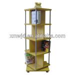 wood color antique metal tube 5-tier magazine rack shelving