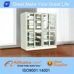 2013 high quality library metal bookshelf with temper glass board