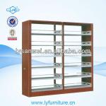 SW-BS0026 double side steel book shelf with wooden guard