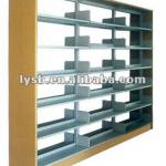 modern metal bookshelf with wood board