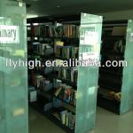 Library metal bookshelf with temper glass board-