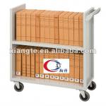 Flat shelf school library book trolley/ metal frame book cart/ library furniture