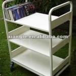 Modern design quiet steel book trolley / library furniture metal cart