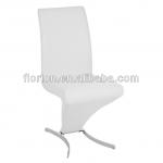 White PU chrome steel z dining chair