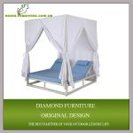 white aluminum rattan double sun lounge-DR-001L