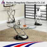 round shape silver glass coffee table-ZKX001