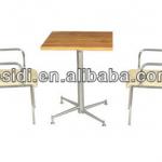 OT-018 Modern stainless steel folding dining table with solid wood top