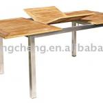 Stainless Steel Teak Adjustable Table