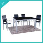 glass top dining table with leather chairs