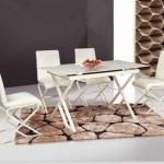 2013 Modern Ivory Rectangle Extendable Glass Dining Table