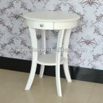 White modern round wood KD accent table or coffee table
