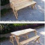 wooden folding picnic table and bench
