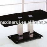 B-C-025,the new design black rectangle center table (with tempered glass,stainless steel tubes)-S-C-025