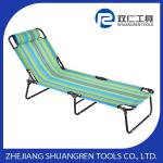 Adjustable steel folding leisure sun lounger with pillow
