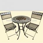2014 new design round table and chairs bistro set, wrought iron garden furniture modern tiles mosaic top outodor patio furnit
