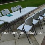 8FT outdoor folding furniture table and chair HDPE below molded table top half folding