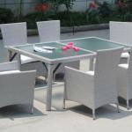 rattan garden dining set with six chairs