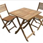 Set of 1 Square Table and 2 Folding chairs in oil finishing, PU finishing