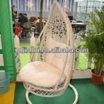 white rattan hanging egg chair