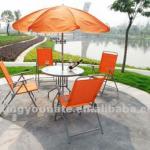 6 pcs Outdoor Folding Dining Chair Set with Umbrella UNT-004