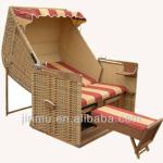 Double seat rattan roofed beach basket