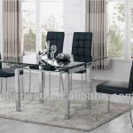 Home furniture Promotion-Glass Extension Dining Table & Chairs with metal chroming (1+4)-DT6056+DC6041A