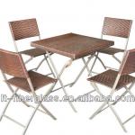 steel rattan folding table-LT3035