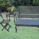 Distressed finish solid wood s/4 garden table set