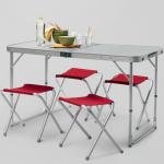 Folding table and chairs for camping.