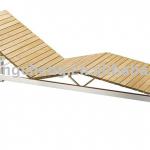 Outdoor 304 stainless steel and teak sun lounger