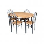 Dining table with 4 chairs with metal legs Carmen 20005 Beech color