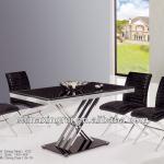 royal luxury glass and metal legs restaurant dining table and chairs for wholesale