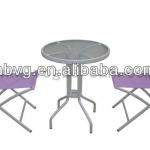 Round Table and Textile Folding Chair