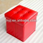 faux leather collapsible ottoman, folding storage bins, folding stool-143071