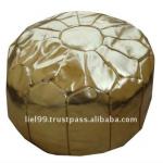 Moroccan Style Modern Gold Synthetic Leather Folded Soft Pouf