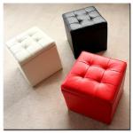 FAUX LEATHER STORAGE OTTOMAN POUF-